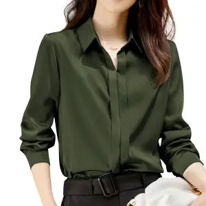 spring-chic commuter satin shirt