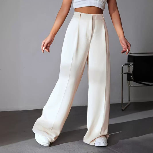 High-Waist Weitbein-Hose mit Schlankeffekt – Locker Fallende Gerade Mop-Hose