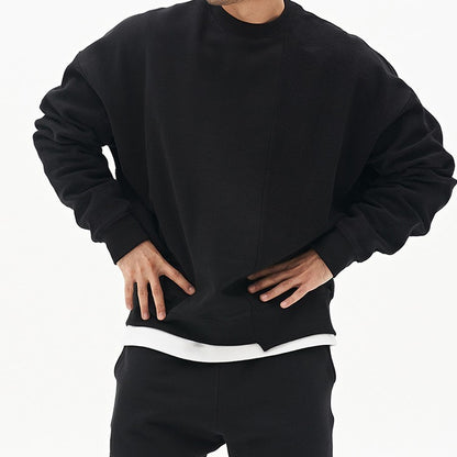 Einfarbiger Rundhals-Pullover im koreanischen Stil, Modemarke, locker geschnitten