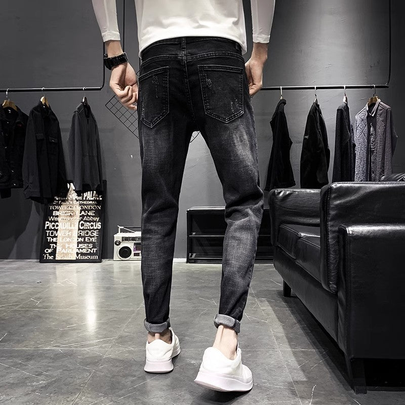 Herren-Jeans in Schwarz – Tapered, verkürzt, elastisch, schlank und figurbetont