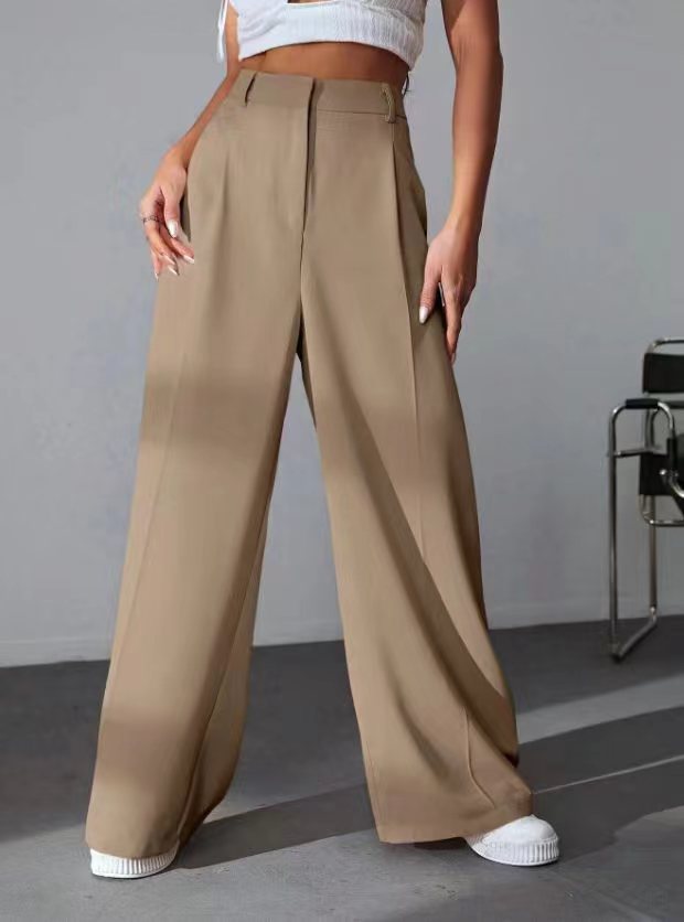 High-Waist Weitbein-Hose mit Schlankeffekt – Locker Fallende Gerade Mop-Hose
