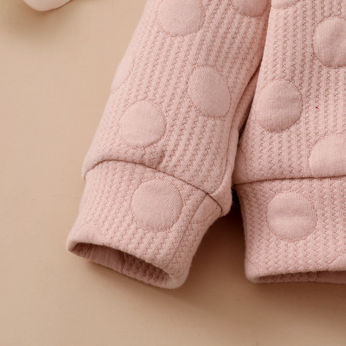 Frühling und Herbst Jungen- und Mädchenanzug Baby Bonbonfarben Einfarbig mit Polka-Dots Rundhalsausschnitt Langarmhosen Kinderkleidung