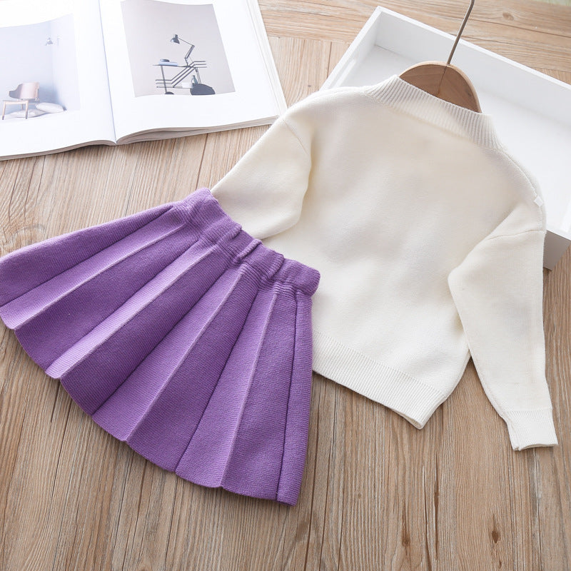 Zweiteiliges Baby Mädchen Minkwolle Pulloverkleid