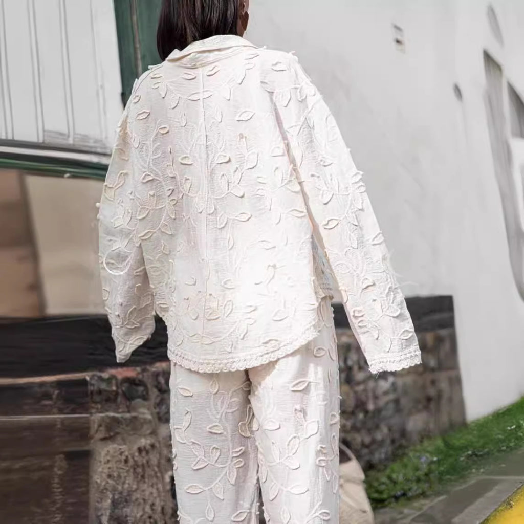 Women's Fashion Cotton Jacquard Two-piece Set