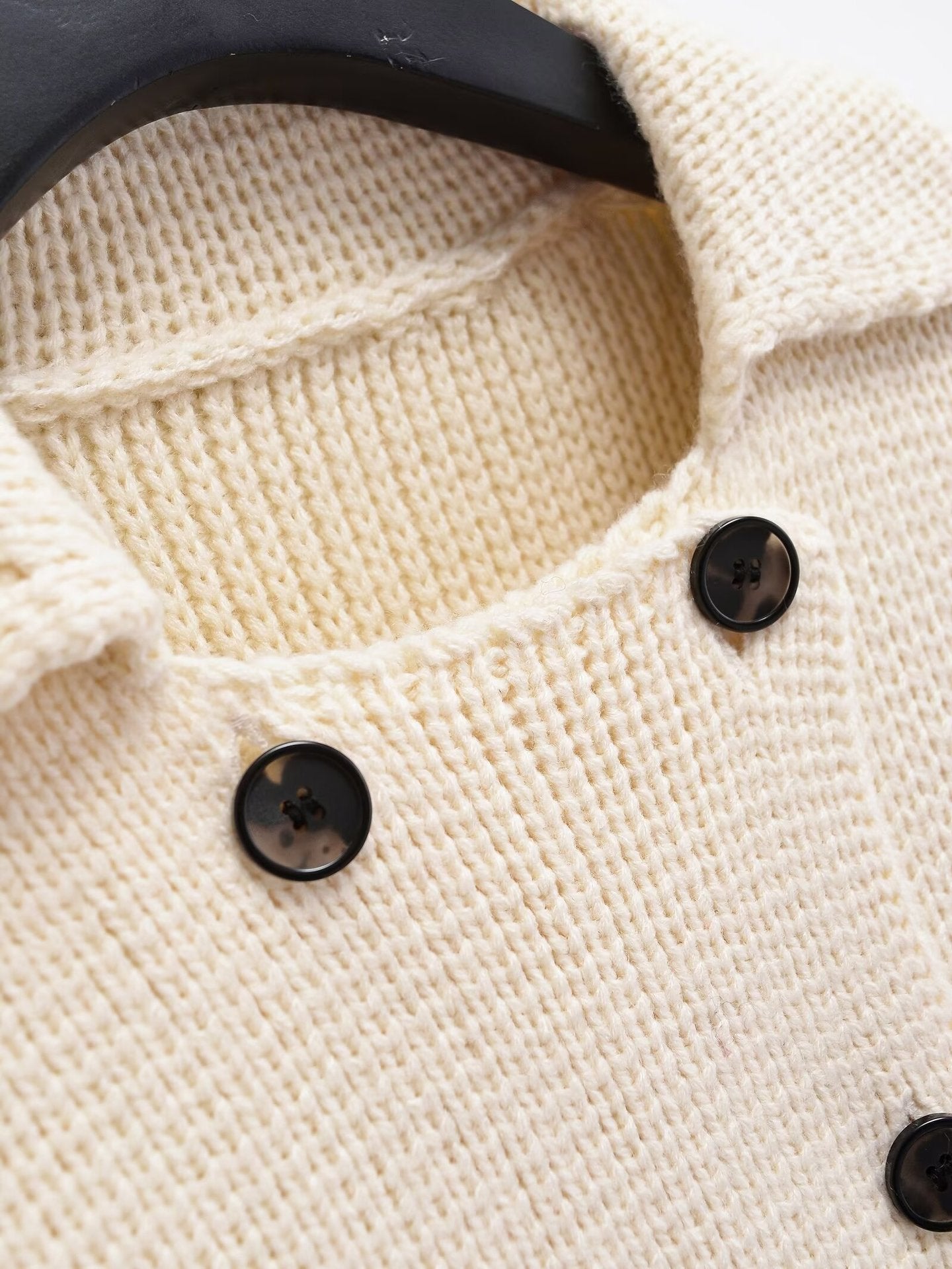 Damen Einfarbige Stitch Kragen Strickjacke Mantel