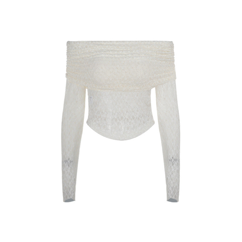 Damen-Top mit Spitze und schulterfreiem Design