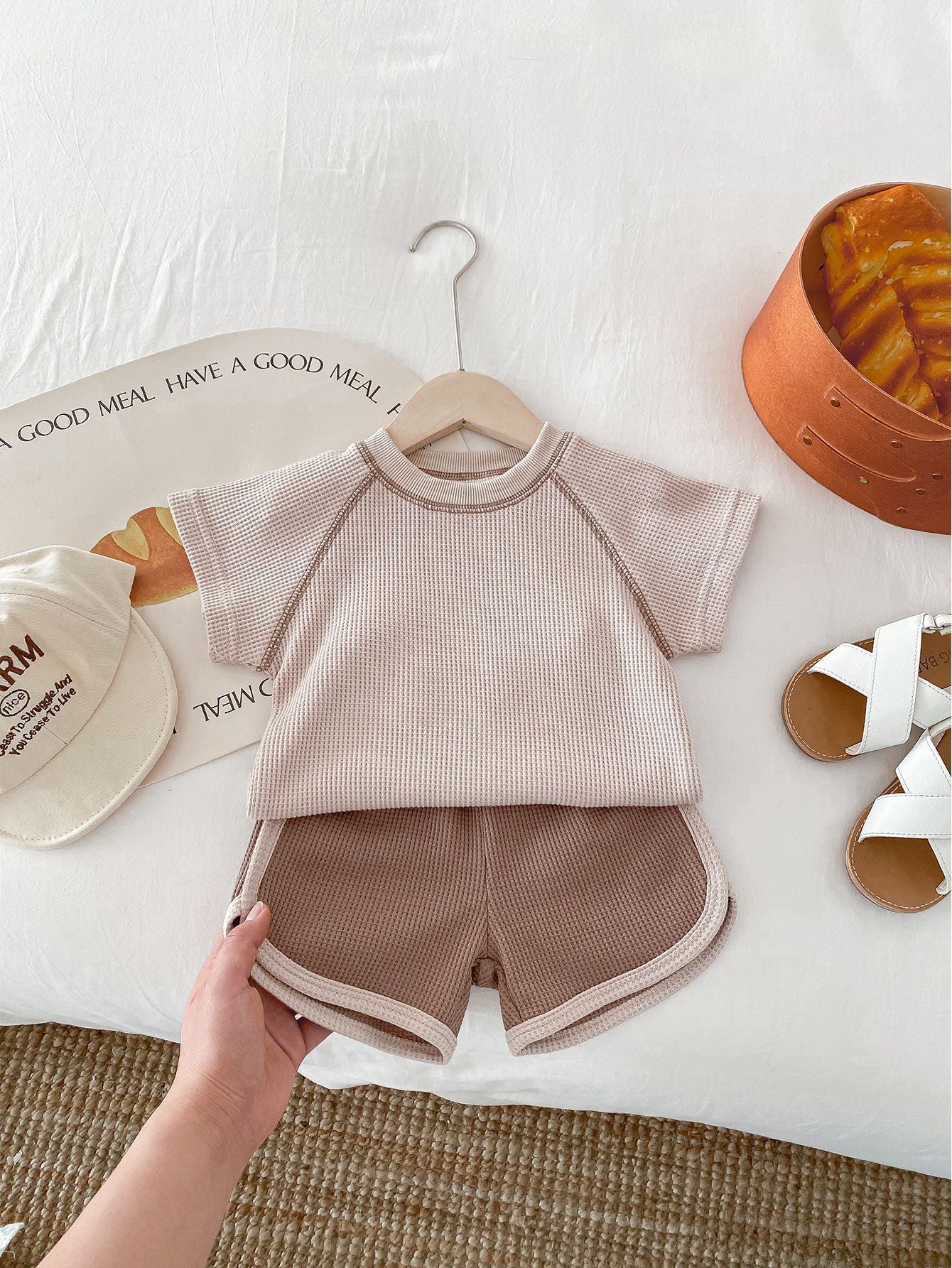 Kleidung für Babys Sommer Unisex Baby Kurzarm Outfit Oberteil und Shorts