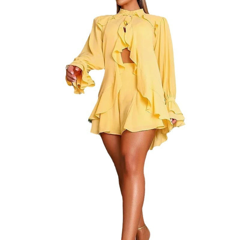 Mode Rüschen Pantskirt Dreiteiliges Set für Frauen