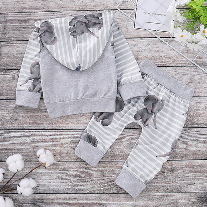 Kinderkleidung Explosion Modell Baby Elefant mit Kapuze Anzug Punkte