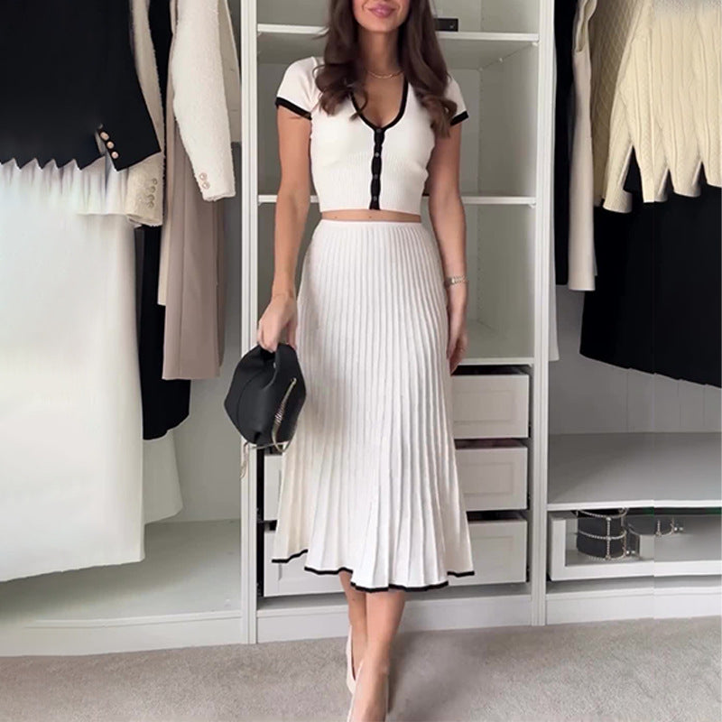 Slim Fit Short Top High Waist Skirt