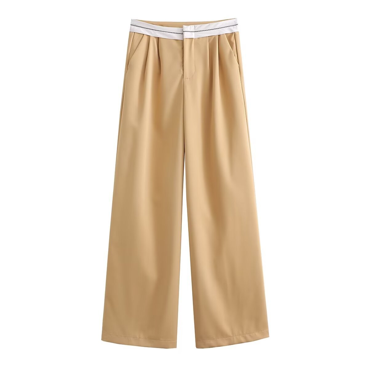 Mehrfarbige High Waist Gerade Hose in Uni- und Kontrastfarben, Lässig